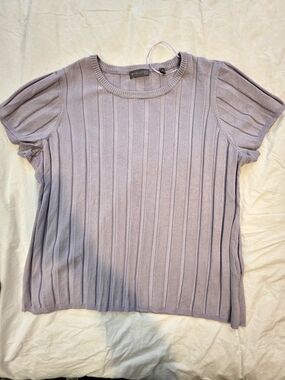 Evolution Ribbed Short Sleeve Sweater Purple Size 2X